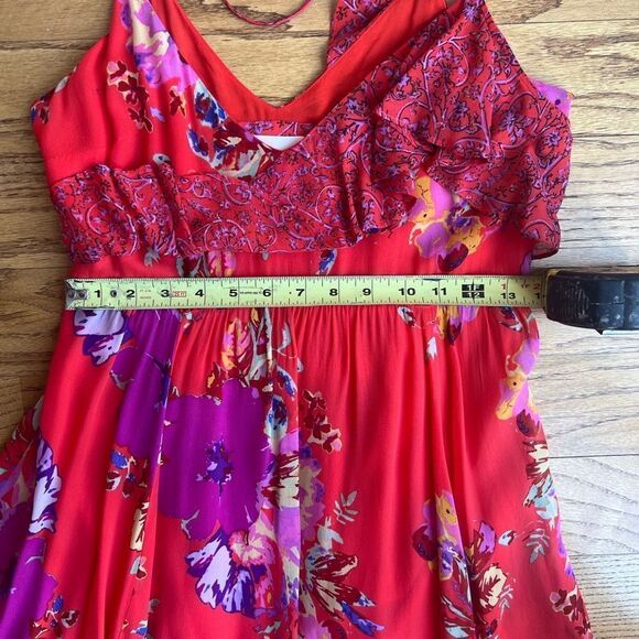 Anthropologie Maeve Grecia Ruffle Floral Silk Dress Size 2 - Picture 11 of 11